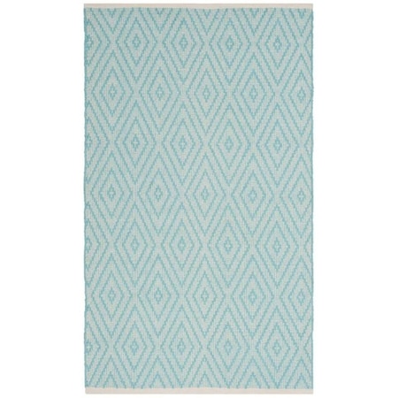 Safavieh 3 x 5 ft. Small Rectangle Montauk Hand Woven RugTurquoise & Ivory MTK811H-3